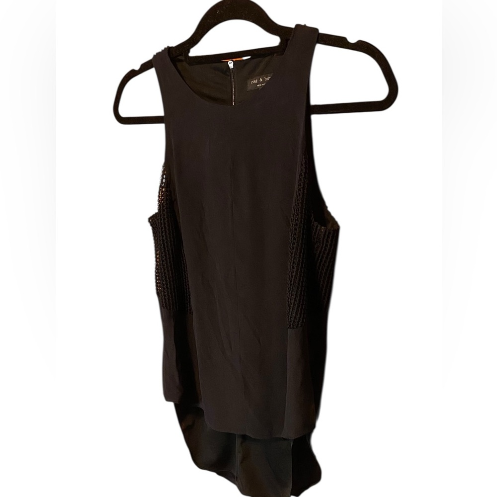 Rag & Bone Silk Mesh Top XS Black Sleeveless Going Out Top